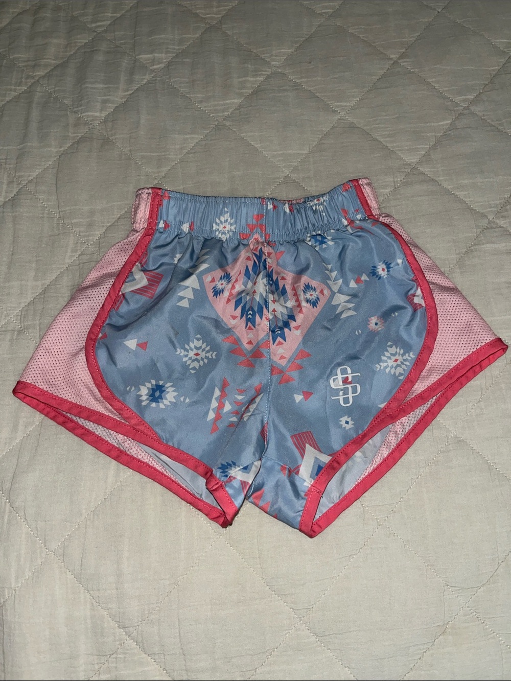 Simply Southern Blue Athletic Shorts with Pink Trim